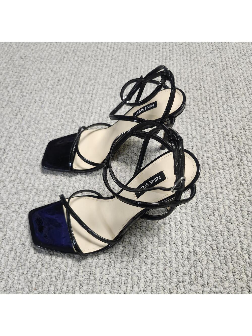 Nine West Black Strappy Heeled Sandals Square Toe Size 8 New - Picture 3 of 9